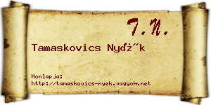 Tamaskovics Nyék névjegykártya